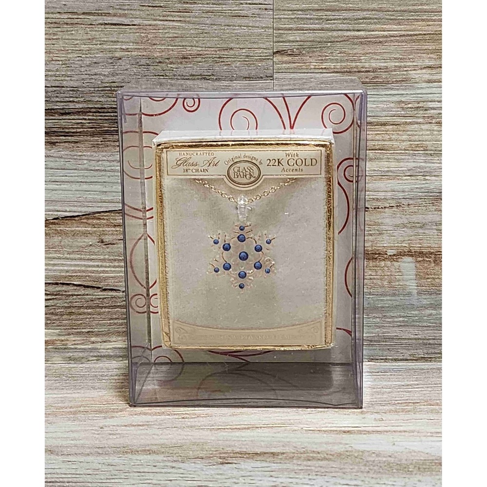 NEW Glass Baron Blue 18 Inch Chain Pendant Necklace Snowflake Model
